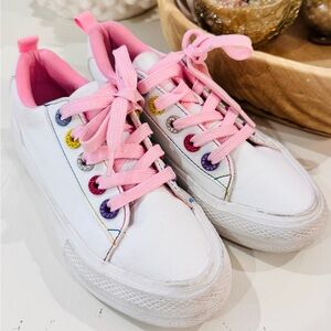 Colorful Kids Sneakers with Pink Accents